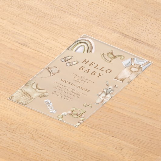 Boho Clothes Nursery Baby shower Acryl Uitnodigingen (Laagn)