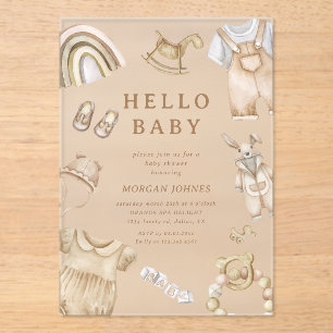 Boho Clothes Nursery Baby shower Acryl Uitnodigingen