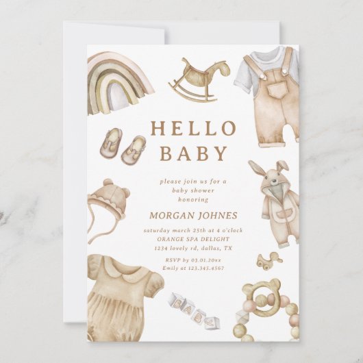 Boho Clothes Nursery baby shower invitation (Devant)