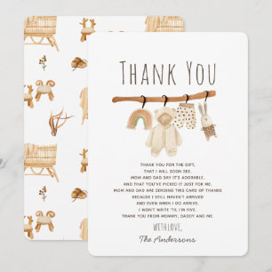 Boho Clothesline Baby shower Hartelijk dank Kaart
