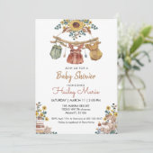 Boho Clothesline Baby shower Invitation (Debout devant)