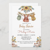 Boho Clothesline Baby shower Invitation (Devant / Derrière)