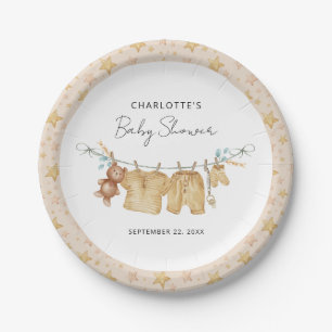 Boho Clothesline Baby shower Papier Borden Papieren Bordje
