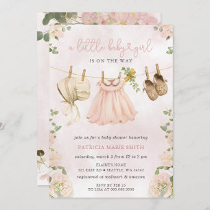 Boho Clothesline bloemenmeisje Baby shower Kaart