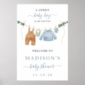 Boho Clothesline Boy Baby shower Welkomstbord Poster (Voorkant)