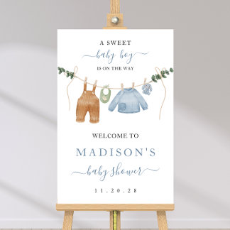 Boho Clothesline Boy Baby shower Welkomstbord Poster