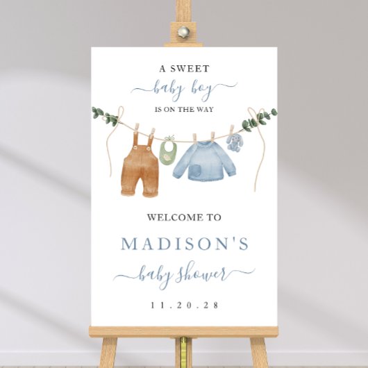 Boho Clothesline Boy Baby shower Welkomstbord Poster