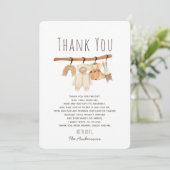Boho Clothesline Girl Baby shower Carte de remerci (Debout devant)