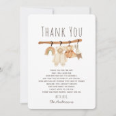 Boho Clothesline Girl Baby shower Carte de remerci (Devant)