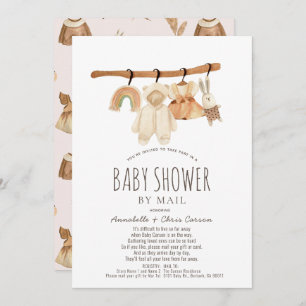 Boho Clothesline Girl-Baby shower per post Kaart