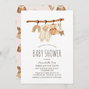 Boho Clothesline Girl Virtual Baby shower Kaart