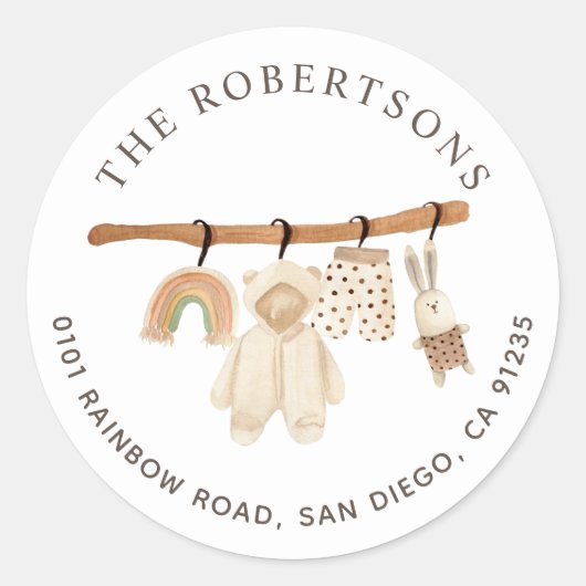 Boho Clothesline Ronde Sticker (Voorkant)