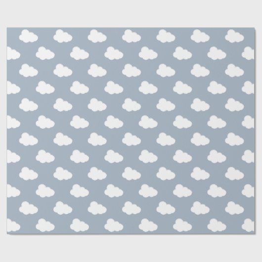 Boho Clouds Sky Simple Gender Neutral Kids Blue Cadeaupapier (Vlak)