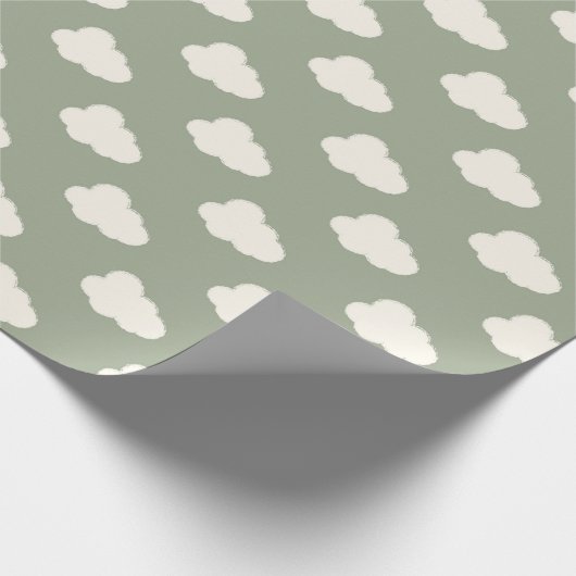 Boho Clouds Sky Simple Gender Neutral Kids Sage Cadeaupapier (Hoek)