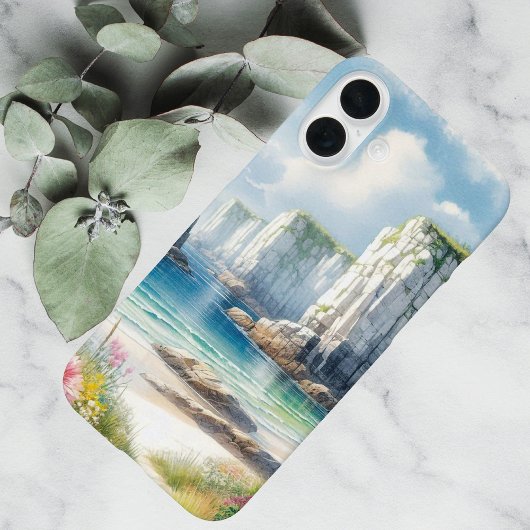 Boho Coastal Cliffs Wildflower Beach Art Case-Mate iPhone Case