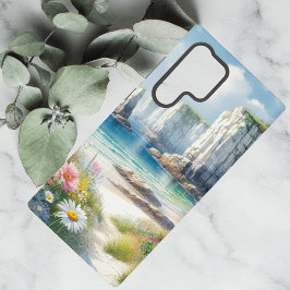 Boho Coastal Cliffs Wildflower Beach Art Samsung Galaxy Hoesje