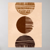 Boho Coffee Bruin Beige Abstracte Tribal Wall Art Poster (Voorkant)