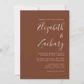 Boho Coffee Bruin Minimalistische Script Bruiloft Kaart (Voorkant)