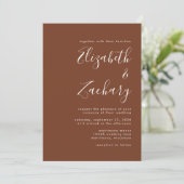 Boho Coffee Bruin Minimalistische Script Bruiloft Kaart (Staand voorkant)