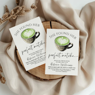 Boho Coffee Green Perfect Matcha Bruiloftsfeest Kaart