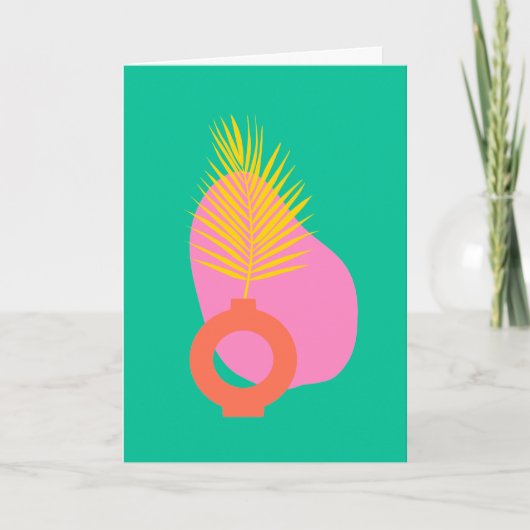 Boho coloré Formes botaniques Abstraites en vert (Devant)