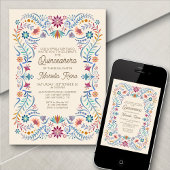 Boho coloré photo Quinceanera Invitation