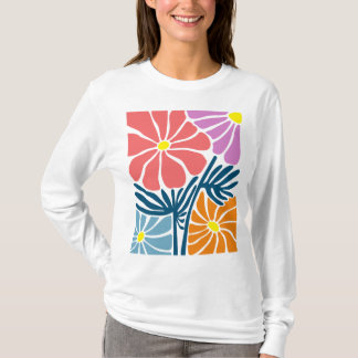 Boho Colorful Feuilles et Fleurs T-Shirt Design