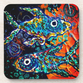 Boho Colorful Fish Coaster set Bier Onderzetter