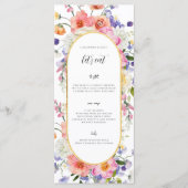 Boho Colorful Fleur sauvage menu Mariage (Devant)