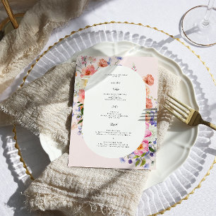 Boho Colorful Fleur sauvage menu Mariage