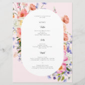 Boho Colorful Fleur sauvage menu Mariage (Devant)