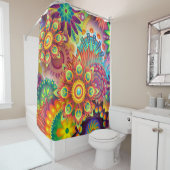 Boho Colorful Floral Art Douche rideau (En situation)