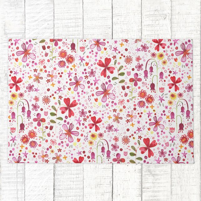 Boho Colorful Floral Waterverf Deurmat (Watercolor wildflower floral art doormat)