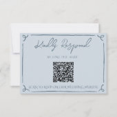Boho Cool Marina Blue Frame QR Code Wedding  RSVP Kaartje (Voorkant)
