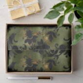 Boho Copper Black Green Floral Tissuepapier (Geschenk)