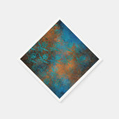 Boho Copper Blue Floral Damask Grunge Servet (Hoek)