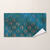 Boho Copper Blue Grunge Heraldique Floral (Serviette à main)