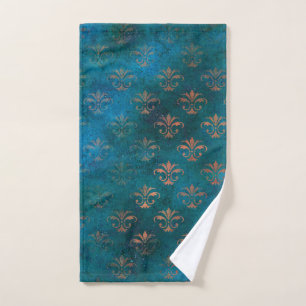 Boho Copper Blue Grunge Heraldique Floral