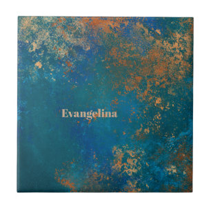 Boho Copper Blue Grunge Tegeltje