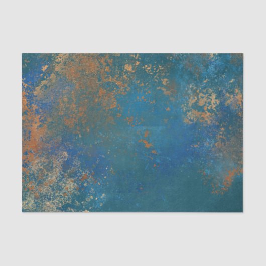 Boho Copper Blue Grunge Tissuepapier (Voorkant)