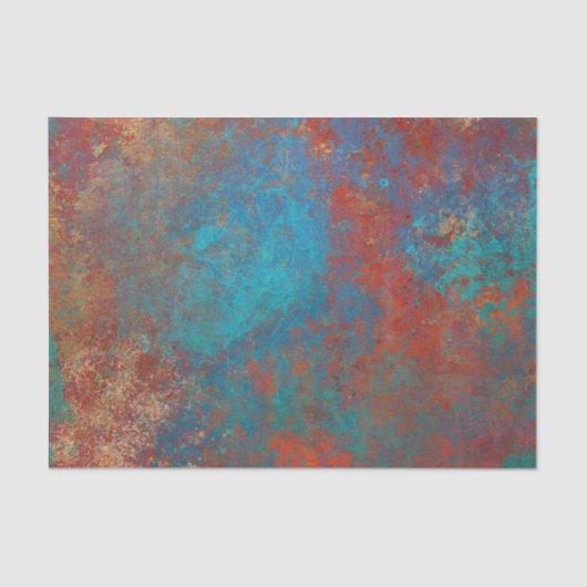 Boho Copper Blue Oranje Red Grunge Tissuepapier (Voorkant)