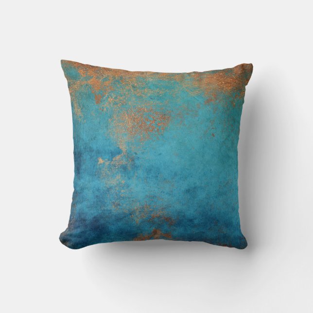Boho Copper Blue Rustic Kussen (Voorkant)