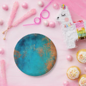 Boho Copper Blue Rustic Papieren Bordje (Feest)