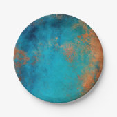 Boho Copper Blue Rustic Papieren Bordje (Voorkant)