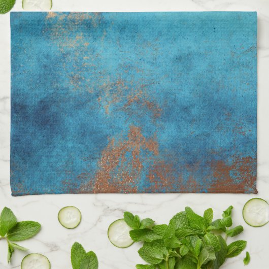 Boho Copper Blue Rustic Theedoek (Gevouwen)