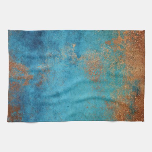 Boho Copper Blue Rustic Theedoek (Horizontaal)