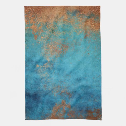 Boho Copper Blue Rustic Theedoek (Verticaal)