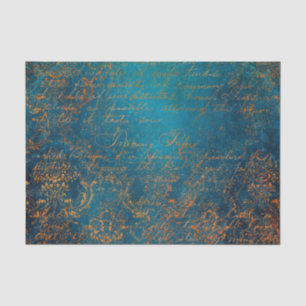 Boho Copper Blue Script Handwrite Grunge Tissuepapier