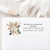 Boho Copper Leaves & Pampas Return Address Label (Insitu)