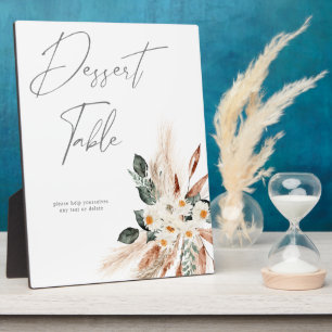 Boho Copper Pampas & Beige Bloemen Dessert Tafel Fotoplaat